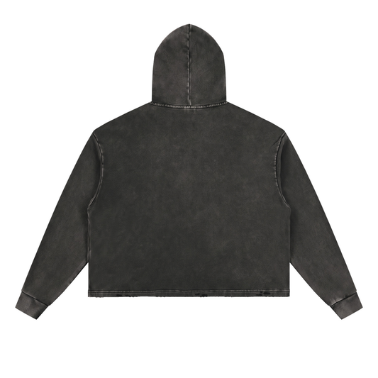 Vintage Washed Frayed-Hem Hoodie