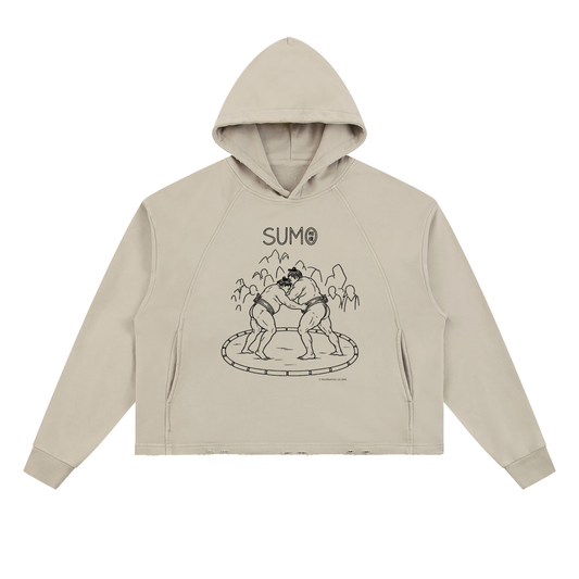 Vintage Washed Frayed-Hem Hoodie