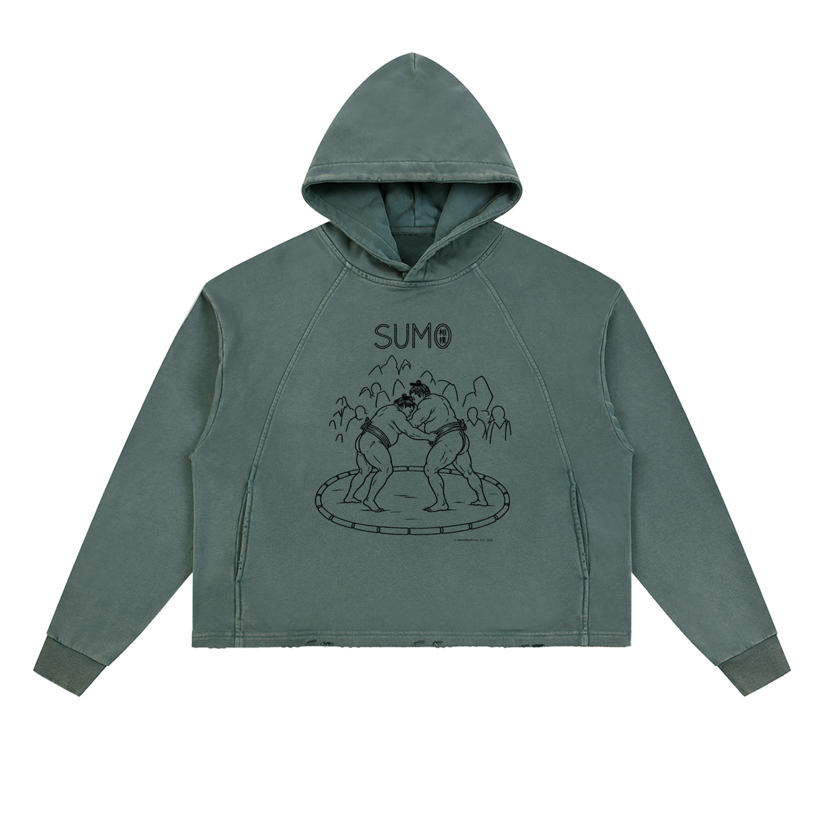 Vintage Washed Frayed-Hem Hoodie