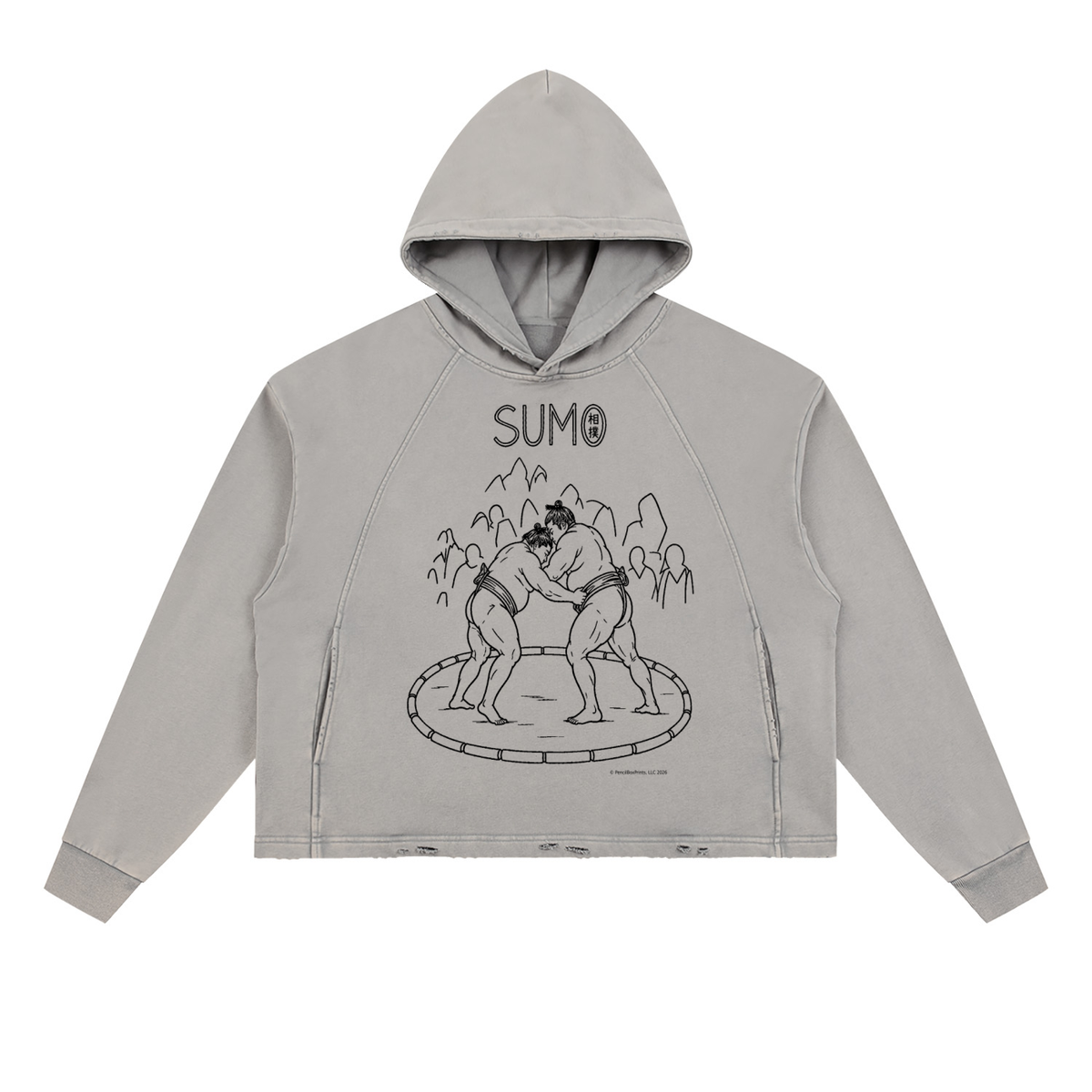 Vintage Washed Frayed-Hem Hoodie