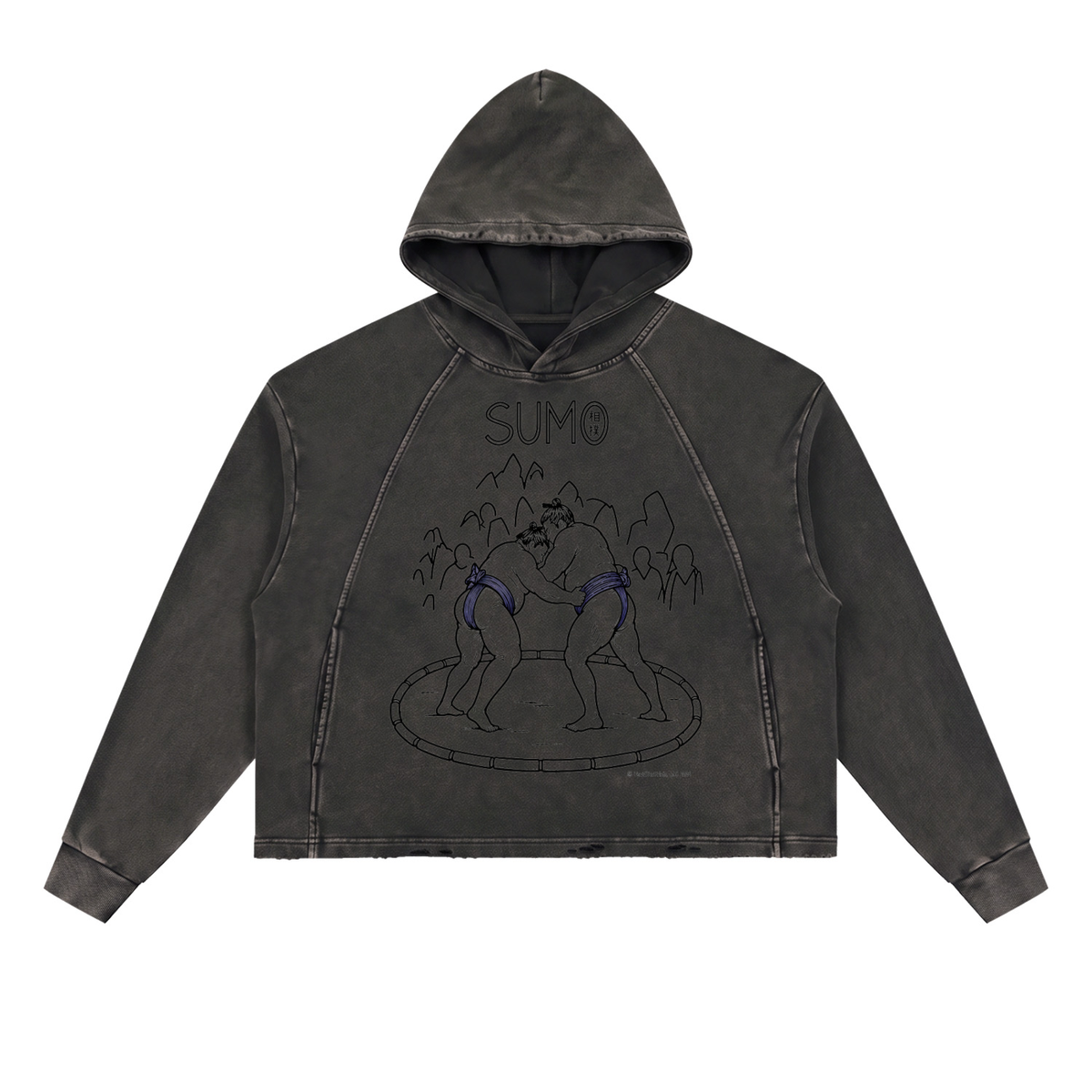 Hoodie. Vintage Washed Frayed-Hem | Blue • PBP • Sumo • Kangi