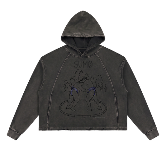 Hoodie. Vintage Washed Frayed-Hem | Blue • PBP • Sumo • Kangi