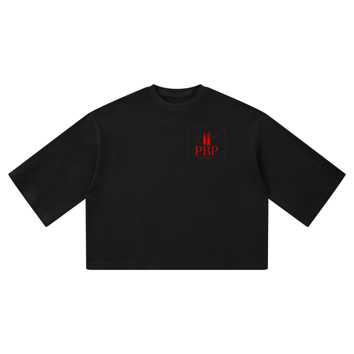 T-Shirt, Unisex Waffle Boxy | Logo_Red