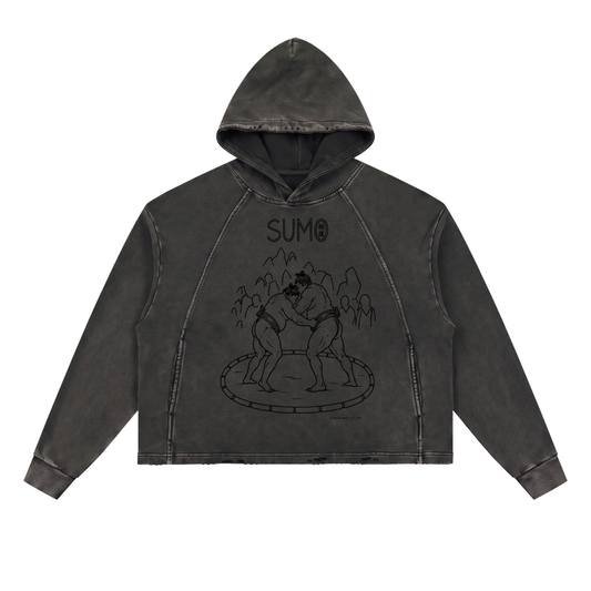 Vintage Washed Frayed-Hem Hoodie