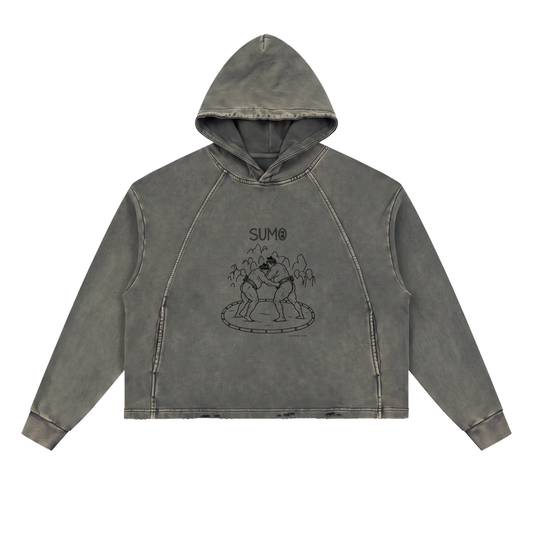 Vintage Washed Frayed-Hem Hoodie