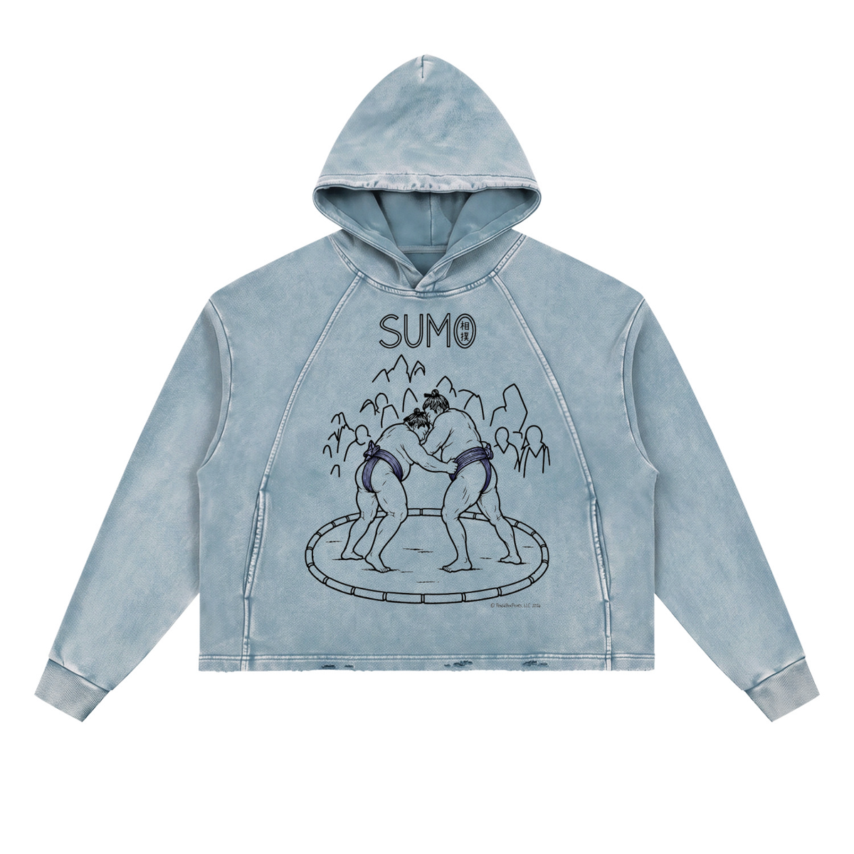 Hoodie. Vintage Washed Frayed-Hem | Blue • PBP • Sumo • Kangi